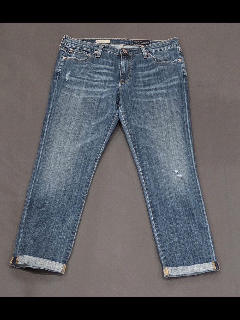 AG Adriano Goldschmied Premiere Skinny Straight Cuffed Jeans Size 34